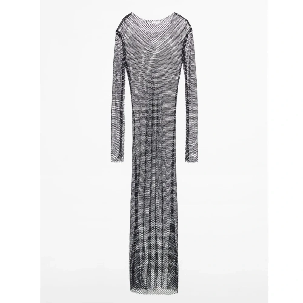 ZARA RHINESTONE MESH MIDI DRESS - Picture 10 of 11